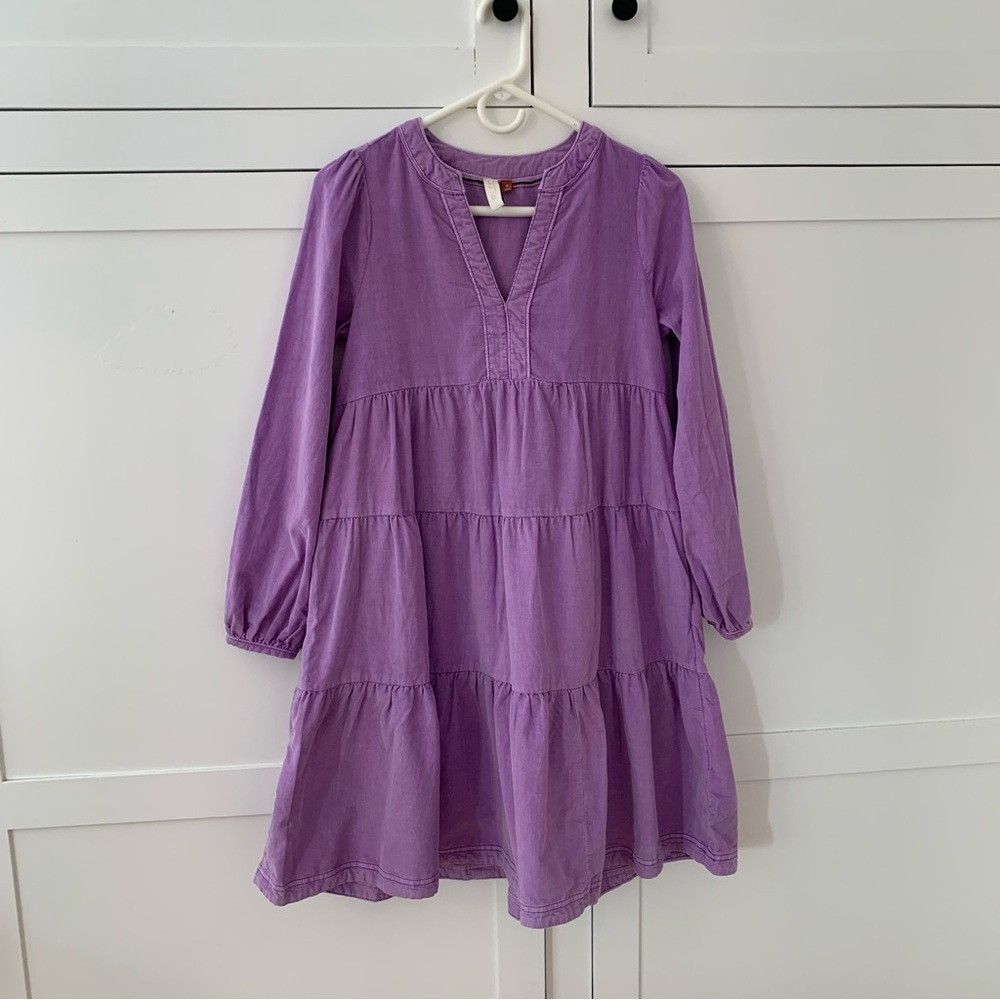 Anthropologie Pilcro Harper Lilac Corduroy V Puff Long Pocket Dress Size XS - Picture 4 of 13